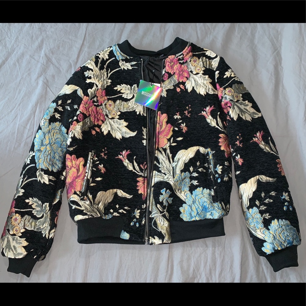 Missguided Black Embroidered Bomber Jacket